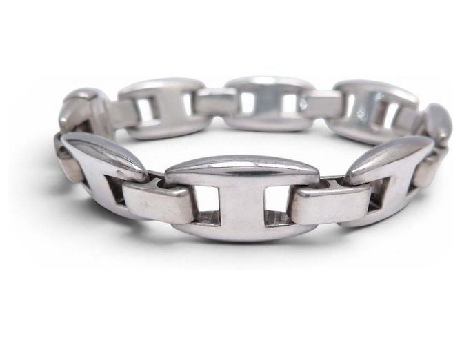 Hermès BRACCIALE VINTAGE HERMES CASSIOPEE 17,7 CM IN ARGENTO MASSICCIO 925 66GR CINTURINO IN ARGENTO - vista 2