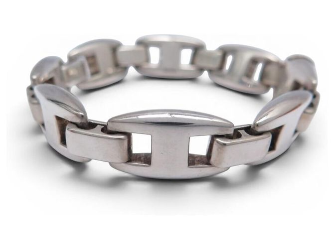 Hermès BRACCIALE VINTAGE HERMES CASSIOPEE 17,7 CM IN ARGENTO MASSICCIO 925 66GR CINTURINO IN ARGENTO - vista 4