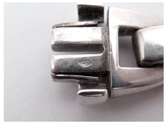 Hermès BRACCIALE VINTAGE HERMES CASSIOPEE 17,7 CM IN ARGENTO MASSICCIO 925 66GR CINTURINO IN ARGENTO - vista 7
