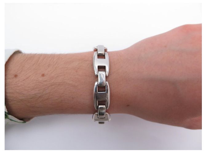 Hermès BRACCIALE VINTAGE HERMES CASSIOPEE 17,7 CM IN ARGENTO MASSICCIO 925 66GR CINTURINO IN ARGENTO - vista 8