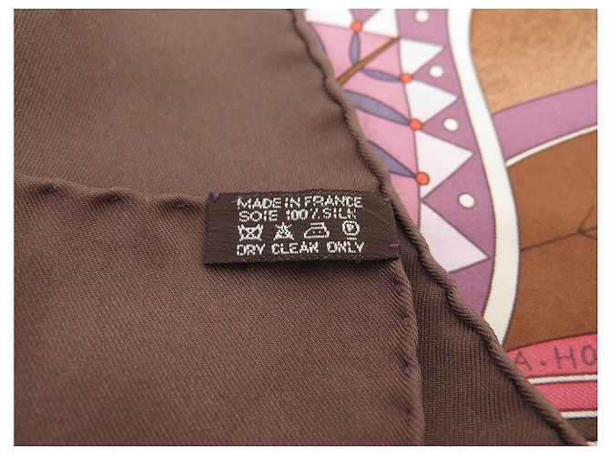 Aline Hermès BUFANDA HERMES LA VIDA DEL GRAN NORTE A. HONORE BUFANDA DE SEDA 90 CM Castaño - vista 15
