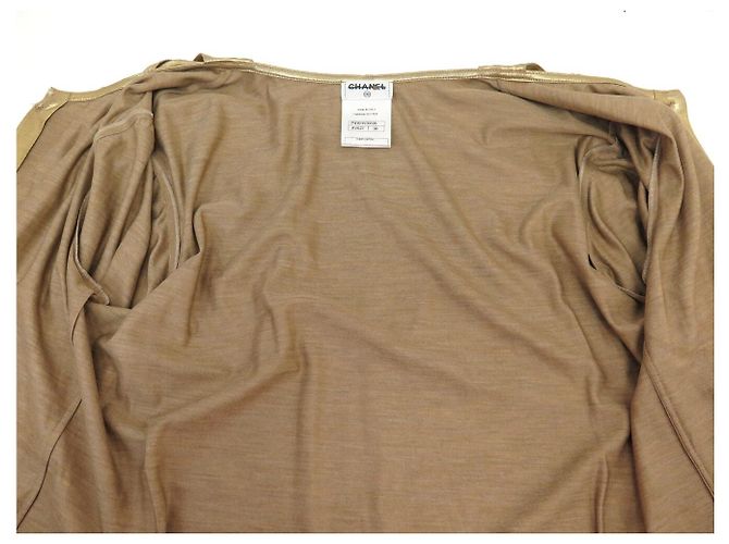 CAMICIA VINTAGE CHANEL P41511 BOTTONI CABOCHON GRIPOIX M 38 SETA TOP D'oro - vista 4