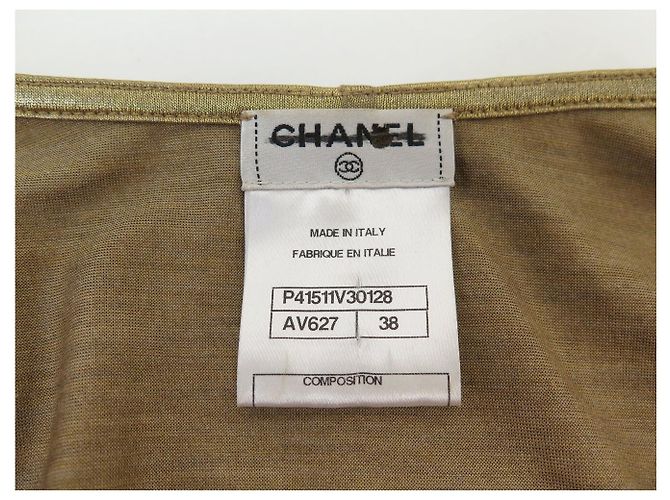 CAMICIA VINTAGE CHANEL P41511 BOTTONI CABOCHON GRIPOIX M 38 SETA TOP D'oro - vista 5