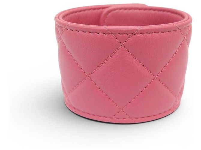 NUOVO BRACCIALE CHANEL CHIUSURA TIMELESS A61066 15,5CM IN PELLE QUILT ROSA - vista 3