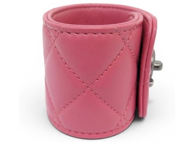 NUOVO BRACCIALE CHANEL CHIUSURA TIMELESS A61066 15,5CM IN PELLE QUILT ROSA - vista 4
