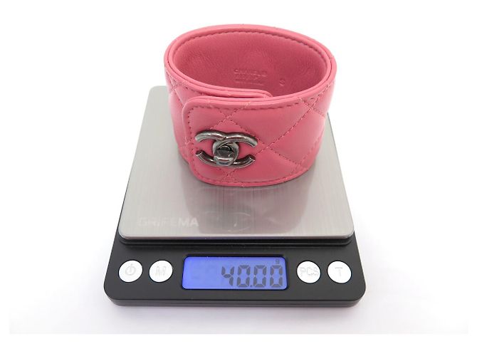NUOVO BRACCIALE CHANEL CHIUSURA TIMELESS A61066 15,5CM IN PELLE QUILT ROSA - vista 7