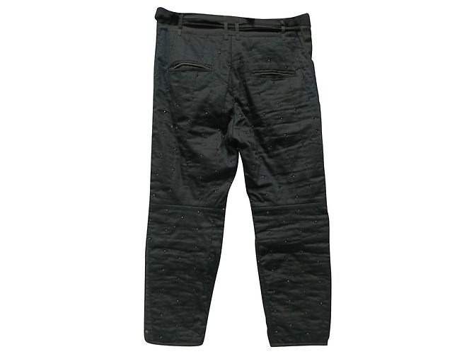 Pantalones rectos de algodón negro adornados de Isabel Marant - vista 2