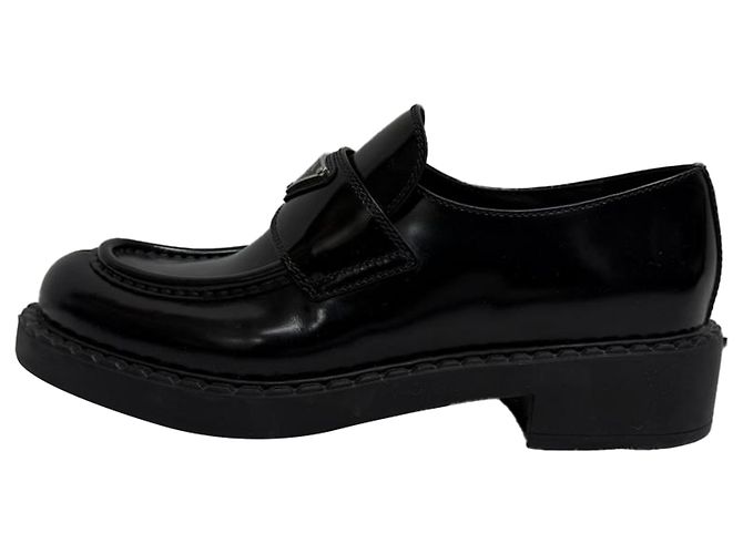 Mocassini in pelle nera Prada spazzolata Nero - vista 4