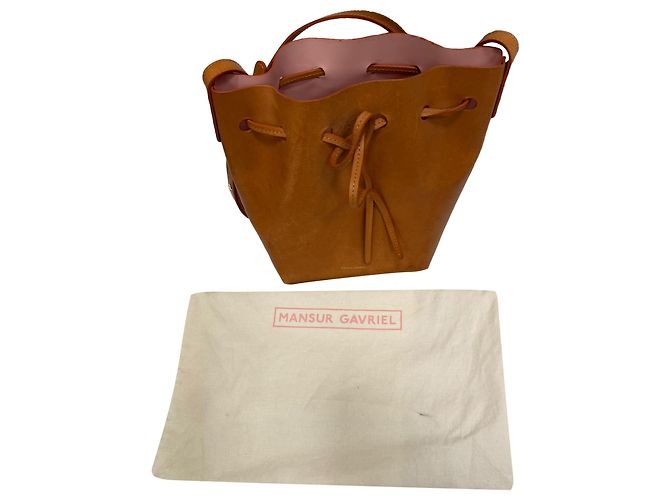 Mini borsa a secchiello Mansur Gavriel in pelle marrone - vista 9