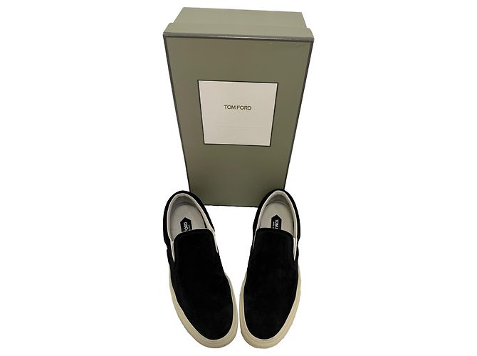 Sneakers Slip-On Jude di Tom Ford in Camoscio Nero - vista 13
