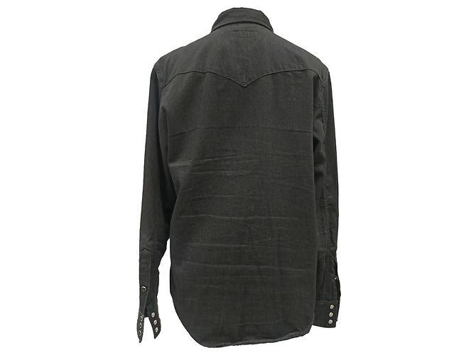 Saint Laurent Button-Down-Hemd aus schwarzer Baumwolle - Ansicht 3
