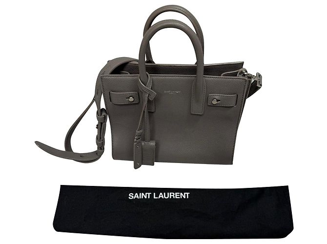 Bolsa Sac De Jour Nano da Saint Laurent em couro cinza - vista 17