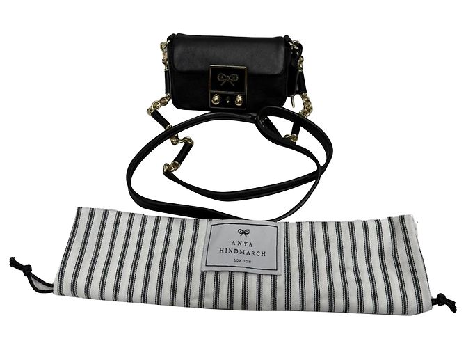 Tiny Tim Umhängetasche aus schwarzem Leder von Anya Hindmarch - Ansicht 12