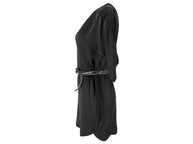 Vestido Mini Cinturón Saint Laurent en Acetato Negro - vista 2