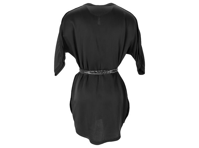 Vestido Mini Cinturón Saint Laurent en Acetato Negro - vista 3