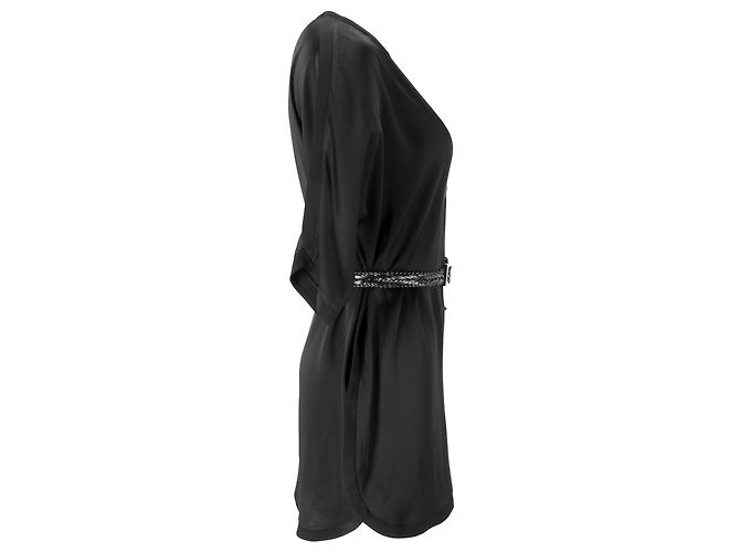 Vestido Mini Cinturón Saint Laurent en Acetato Negro - vista 4
