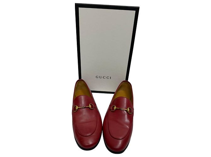 Mocassini Gucci Jordaan in pelle di vitello rossa - vista 10