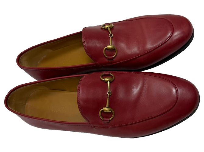 Mocassini Gucci Jordaan in pelle di vitello rossa - vista 5