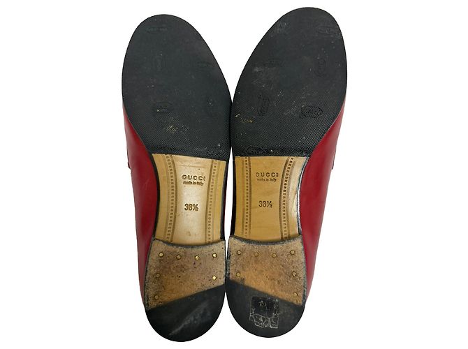 Mocassini Gucci Jordaan in pelle di vitello rossa - vista 7