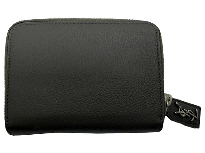 Saint Laurent Rive Gauche Compact Zip Geldbörse aus grauem Leder - Ansicht 2