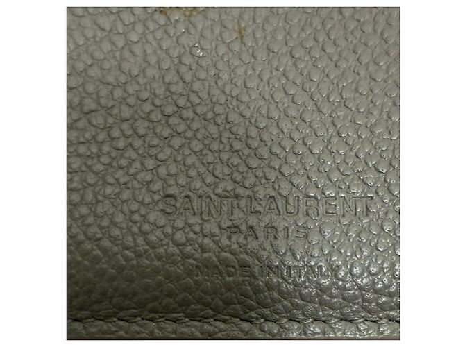 Saint Laurent Rive Gauche Compact Zip Geldbörse aus grauem Leder - Ansicht 3
