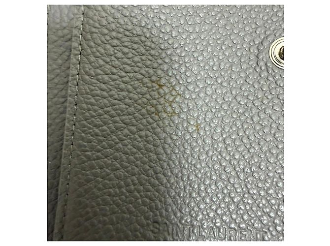 Saint Laurent Rive Gauche Compact Zip Geldbörse aus grauem Leder - Ansicht 4