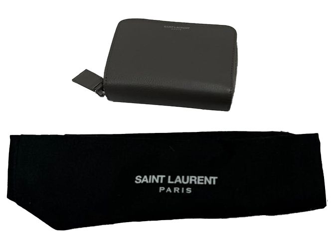 Saint Laurent Rive Gauche Compact Zip Geldbörse aus grauem Leder - Ansicht 9