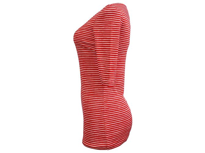 Top a rayas Prada de manga 3/4 en algodón rojo Roja - vista 2