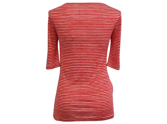 Top a rayas Prada de manga 3/4 en algodón rojo Roja - vista 3