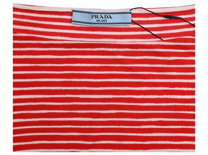 Top a rayas Prada de manga 3/4 en algodón rojo Roja - vista 5