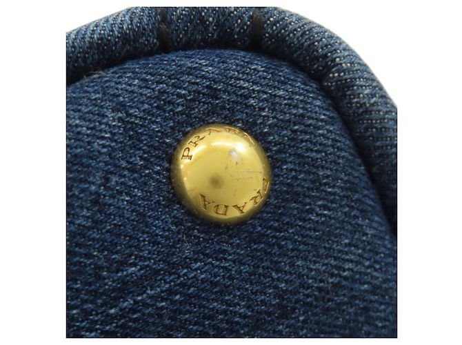 Borsa tote Canapa Prada in denim marrone - vista 19