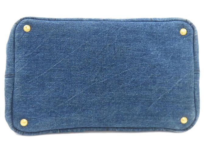 Borsa tote Canapa Prada in denim marrone - vista 4