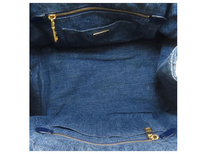 Borsa tote Canapa Prada in denim marrone - vista 5