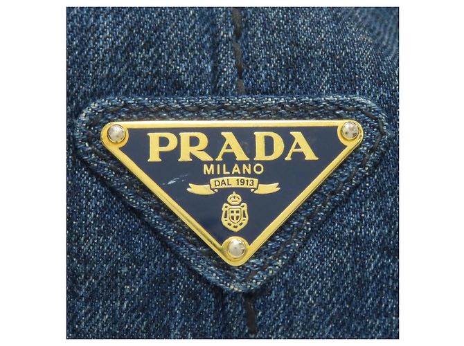 Borsa tote Canapa Prada in denim marrone - vista 9