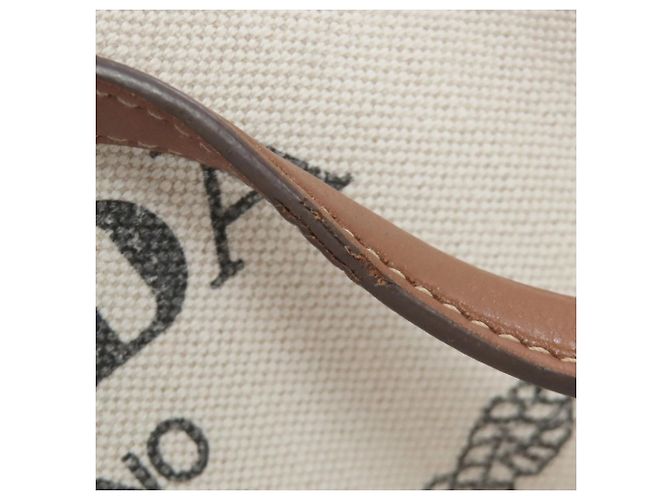 Prada 1BG355 Logo Tote Bag Weiß Canvas - Ansicht 18
