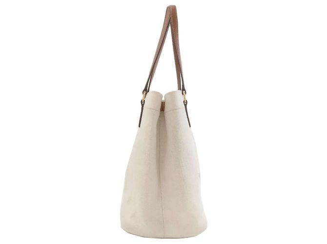 Prada 1BG355 Logo Tote Bag Weiß Canvas - Ansicht 3