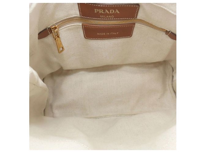 Prada 1BG355 Logo Tote Bag Weiß Canvas - Ansicht 5