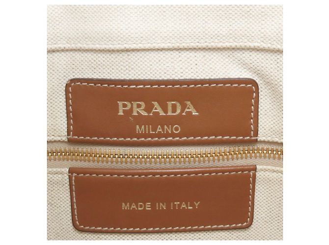 Prada 1BG355 Logo Tote Bag Weiß Canvas - Ansicht 6