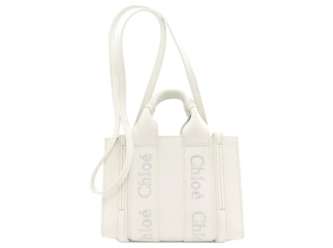 Borsa Chloé Woody Mini 2 in 1 Bianco - vista 2