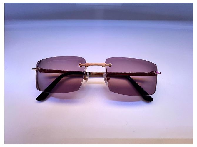 Cartier Rimless Titanium Sunglasses Black Golden - view 2