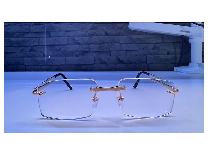 Cartier Rimless Titanium Sunglasses Black Golden - view 3