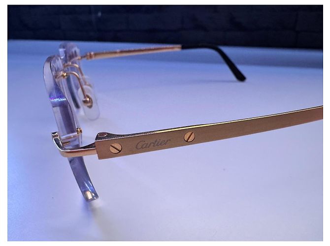Cartier Rimless Titanium Sunglasses Black Golden - view 5