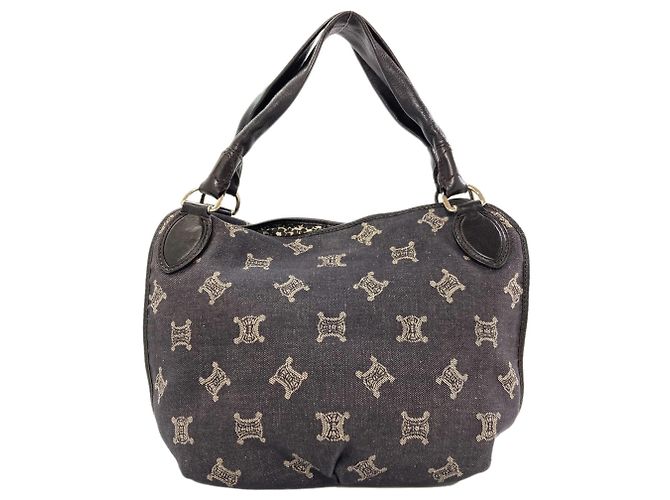 Céline Borsa a mano in denim Macadam di Celine Nero - vista 2