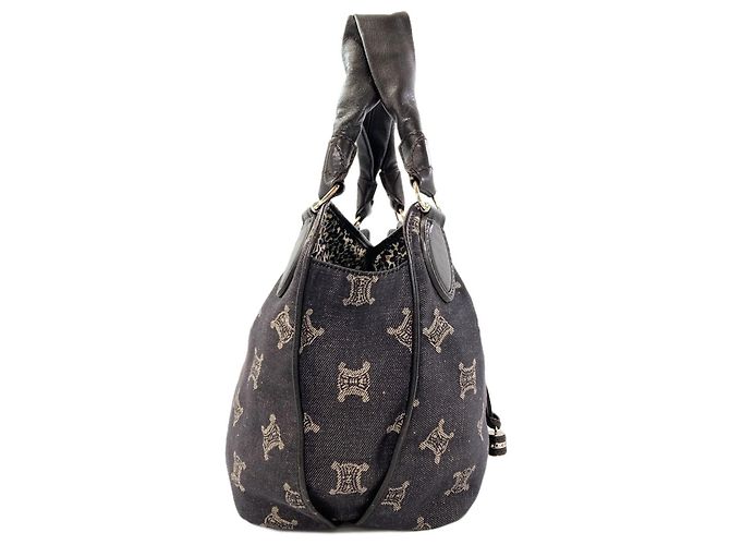 Céline Borsa a mano in denim Macadam di Celine Nero - vista 3