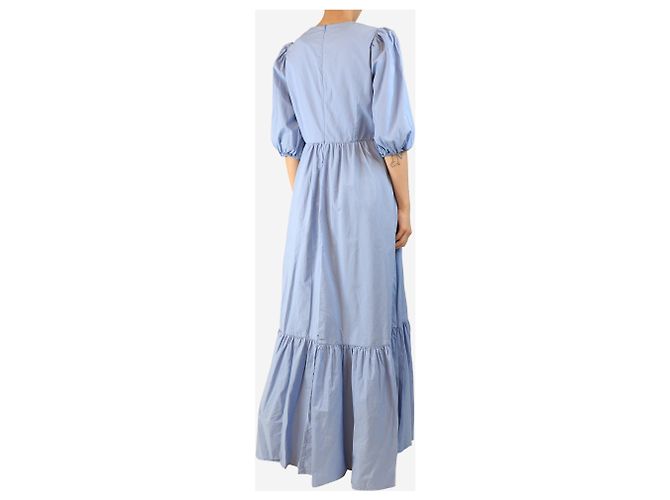 Autre Marque Vestido maxi de algodón azul bebé con volantes - talla L - vista 2