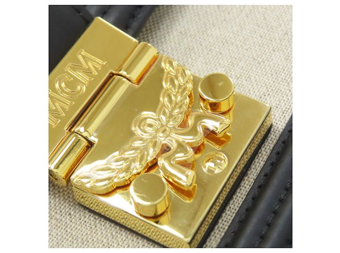 MCM Canvas- und Leder-Shopper Schwarz Beige - Ansicht 14