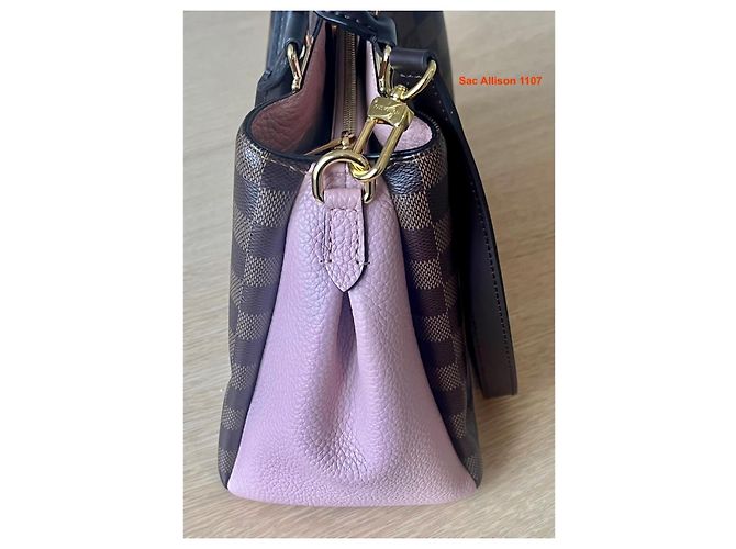 Borsa Louis Vuitton Brittany Damier Ebene Pelle Rosa - vista 10