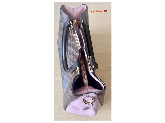Borsa Louis Vuitton Brittany Damier Ebene Pelle Rosa - vista 11