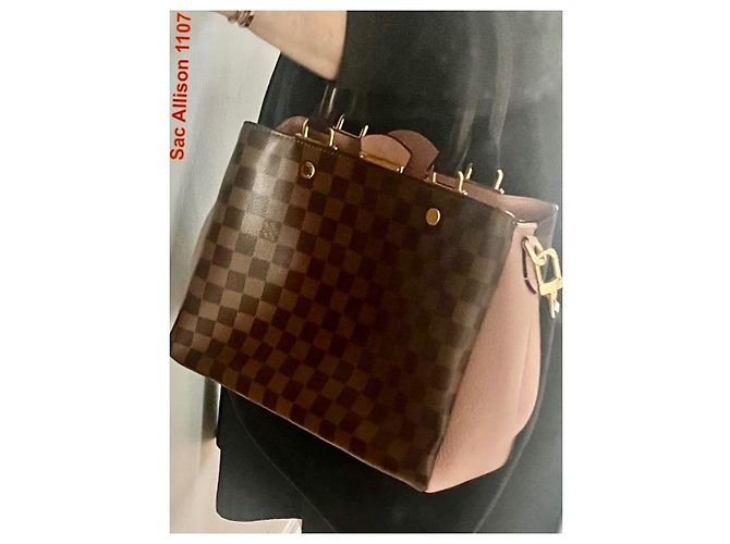 Borsa Louis Vuitton Brittany Damier Ebene Pelle Rosa - vista 7