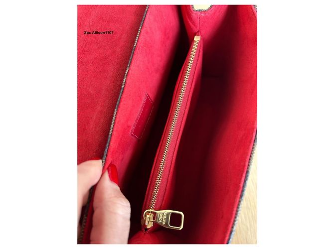 Louis Vuitton Caissa Clutch Damier Ebano e Pelle Rossa Rosso Damier ebene - vista 11